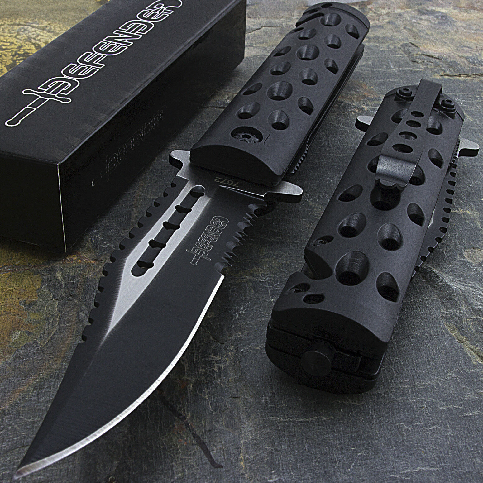 8.5" Spring Open Assisted Tactical Folding Rescue Pocket Knife Blade Assist Edc