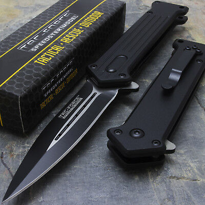 8" Tac Force Spring Assisted Folding Stiletto Tactical Knife Blade Pocket  Open